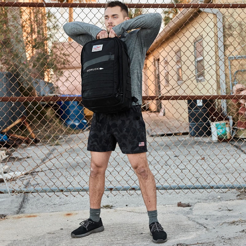 Black Camo Goruck Indestructible Training Length 5 Men's Shorts | CA-AJL-689753