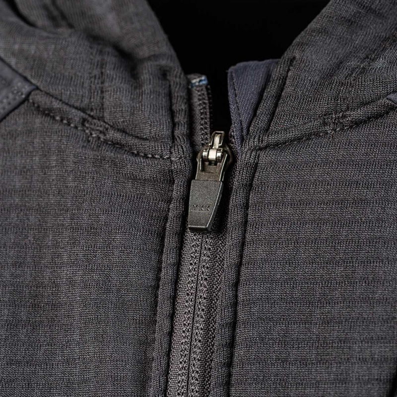 Black / Black Goruck Indestructible Grid Fleece Full Zip Men's Tops | CA-CXU-897402