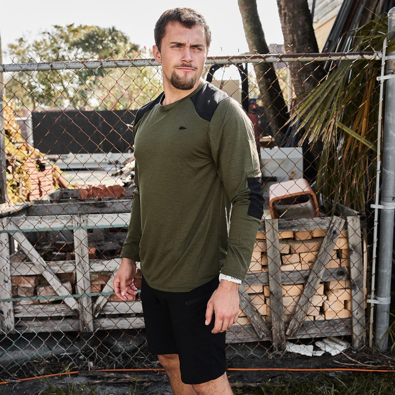 Green Goruck 24.7 Merino Wool Long Sleeve Tee Men's Tops | CA-OXR-769821