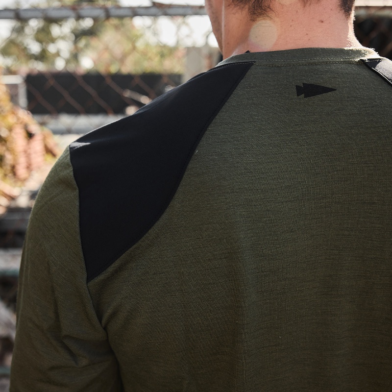 Green Goruck 24.7 Merino Wool Long Sleeve Tee Men's Tops | CA-OXR-769821