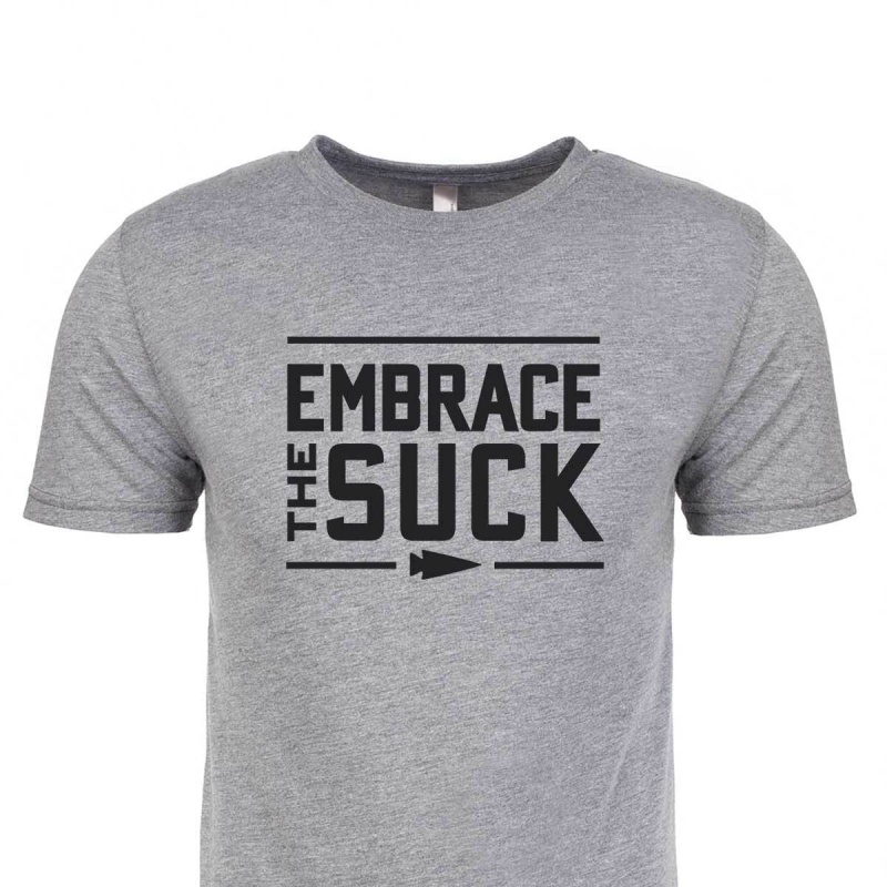 Grey Goruck Embrace the Suck Men\'s T-Shirt | CA-WBM-954207